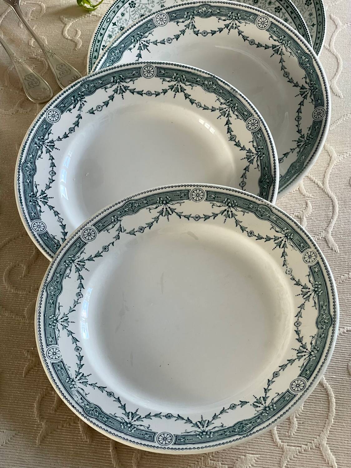 5 antique ironstone plates from Moulin des Loups.