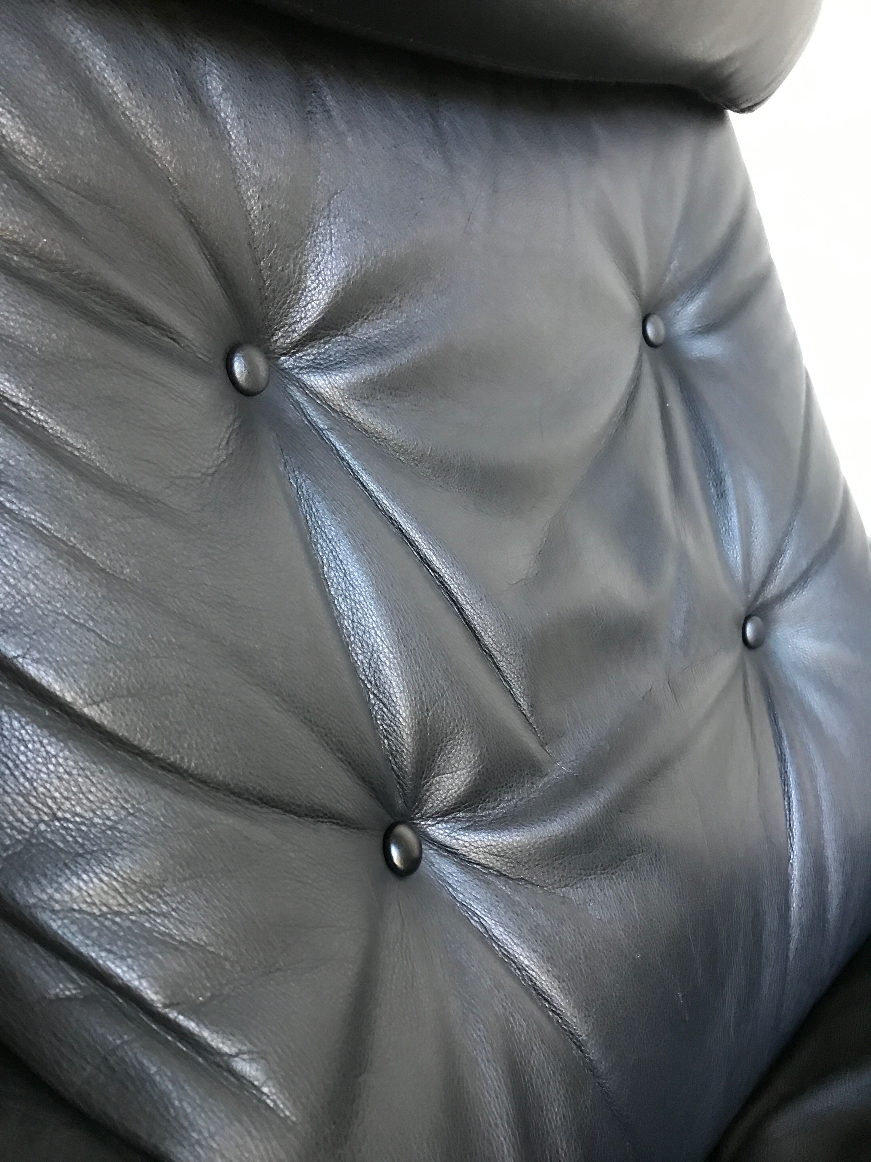 LOUNGE ARMCHAIR SIESTA BLACK LEATHER BY INGMAR RELLING FOR WESTNOFA