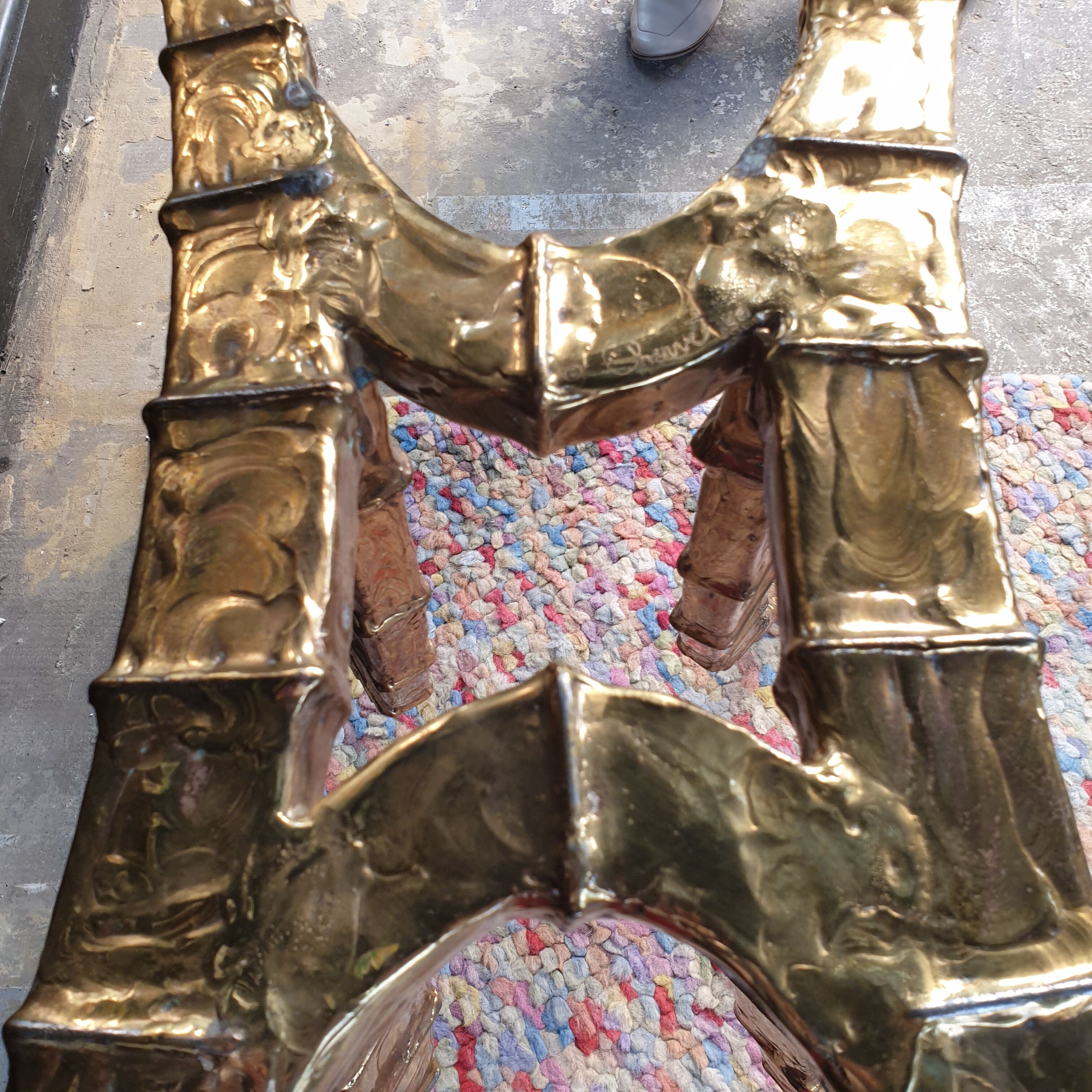 Bronze and glass design table by Alain Chervet