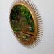 Miroir soleil vintage doré en métal – style années 60/70