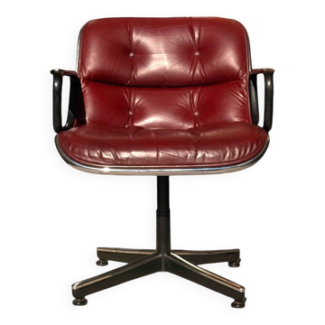 Charles Pollock Executive Chair for Knoll, burgundy leather
