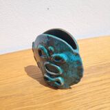 Vase en céramique terre cuite émaillée turquoise