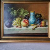 Original oil on canvas signed by Antonio De Giovan, classical still life.