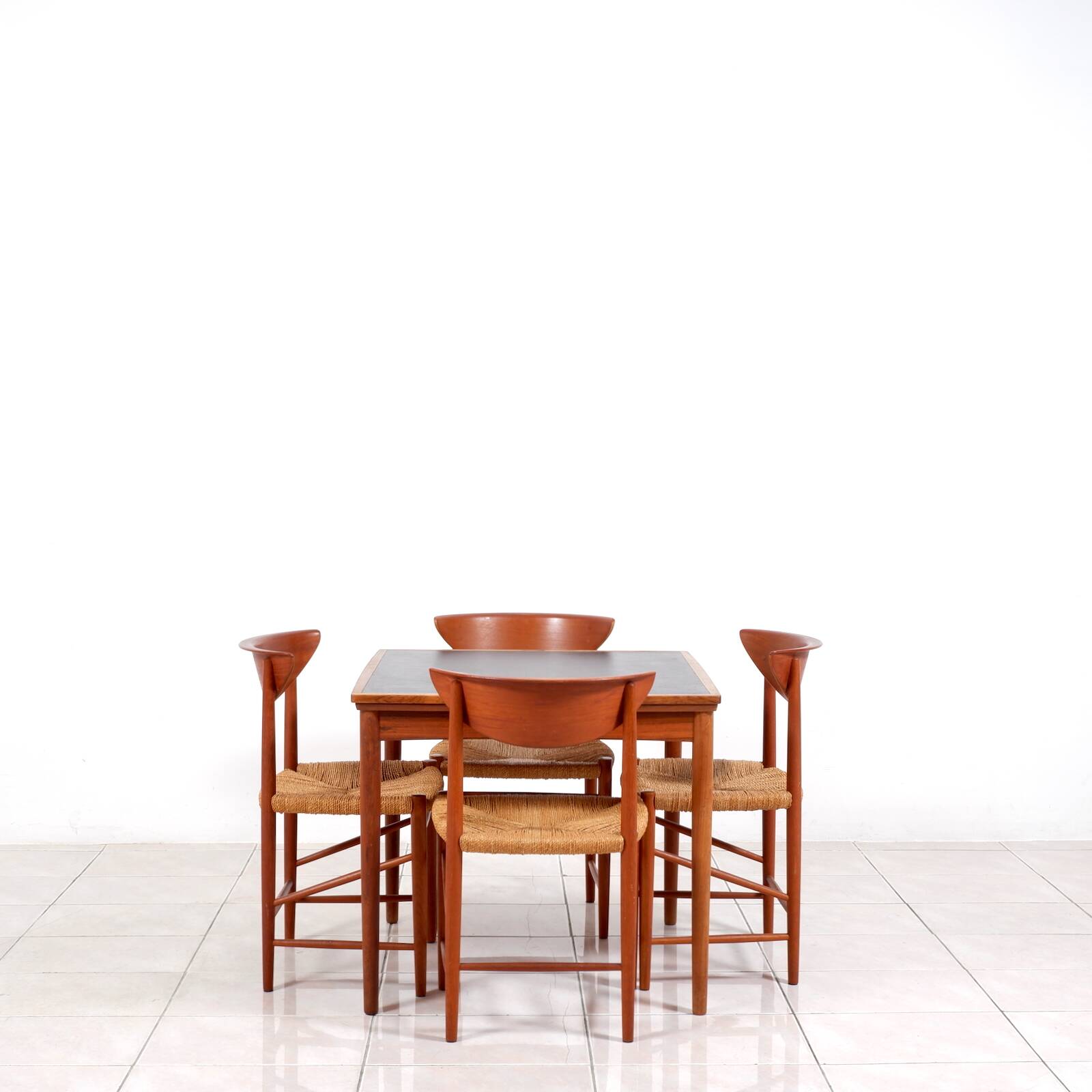 Rosewood / leather dining / gaming table by Poul Hundevad