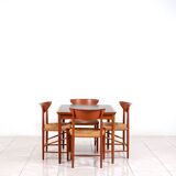 Rosewood / leather dining / gaming table by Poul Hundevad