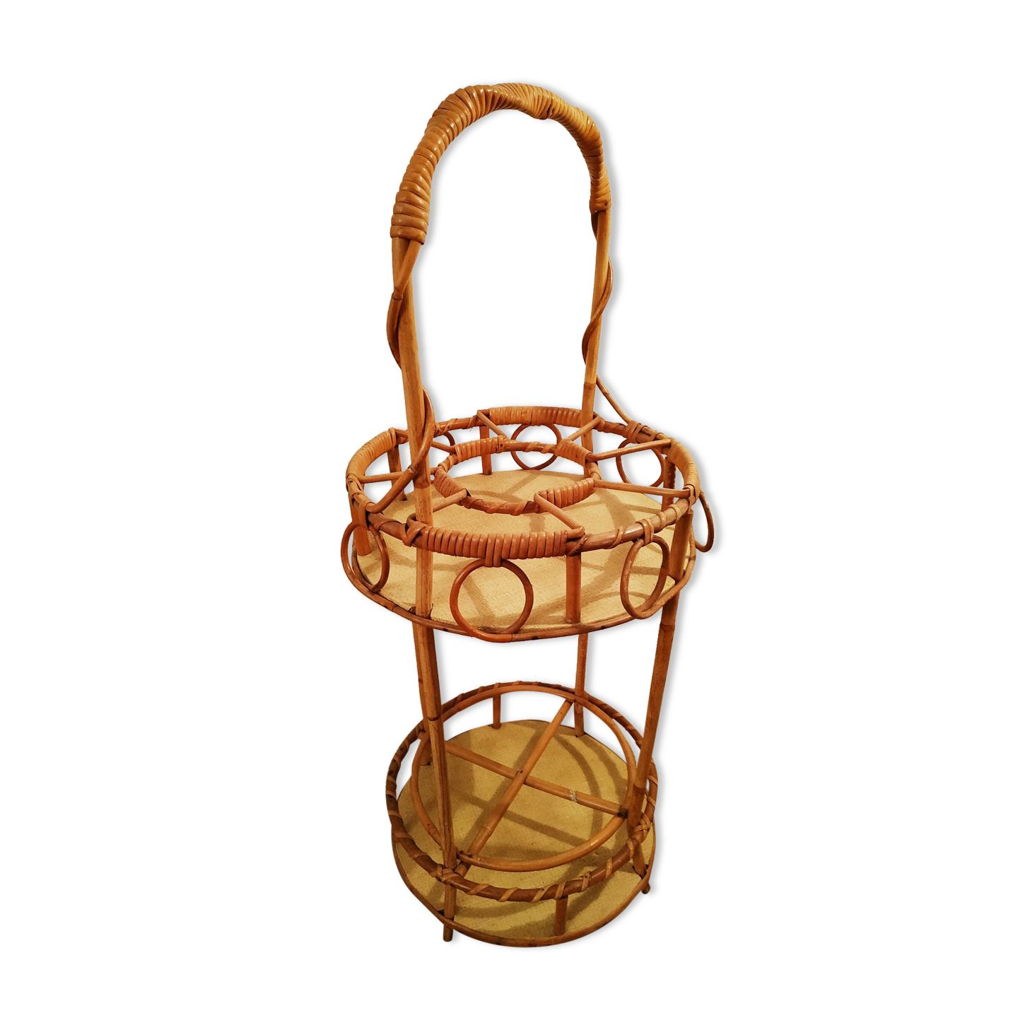 Rattan service bottle holder