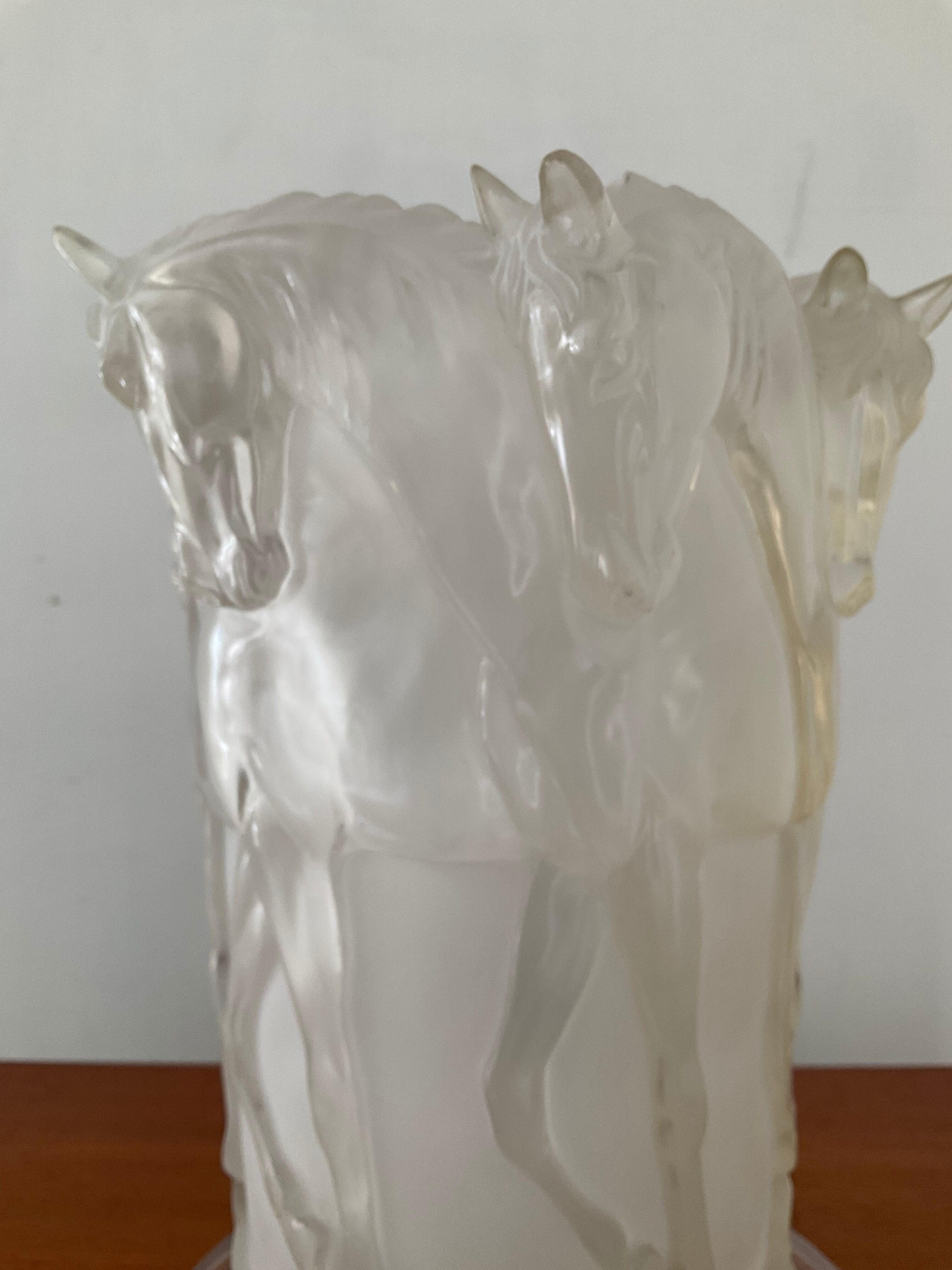 Lamp decorated with horses in plexiglass from the 70s