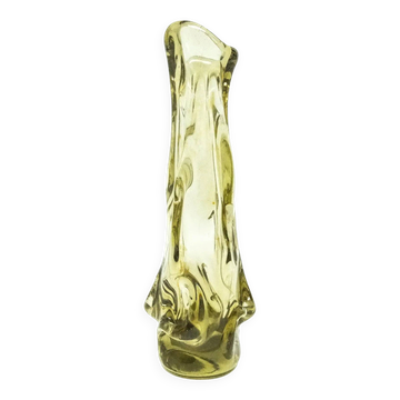 Postmodern vase, yellow glass, Poland, 1970s