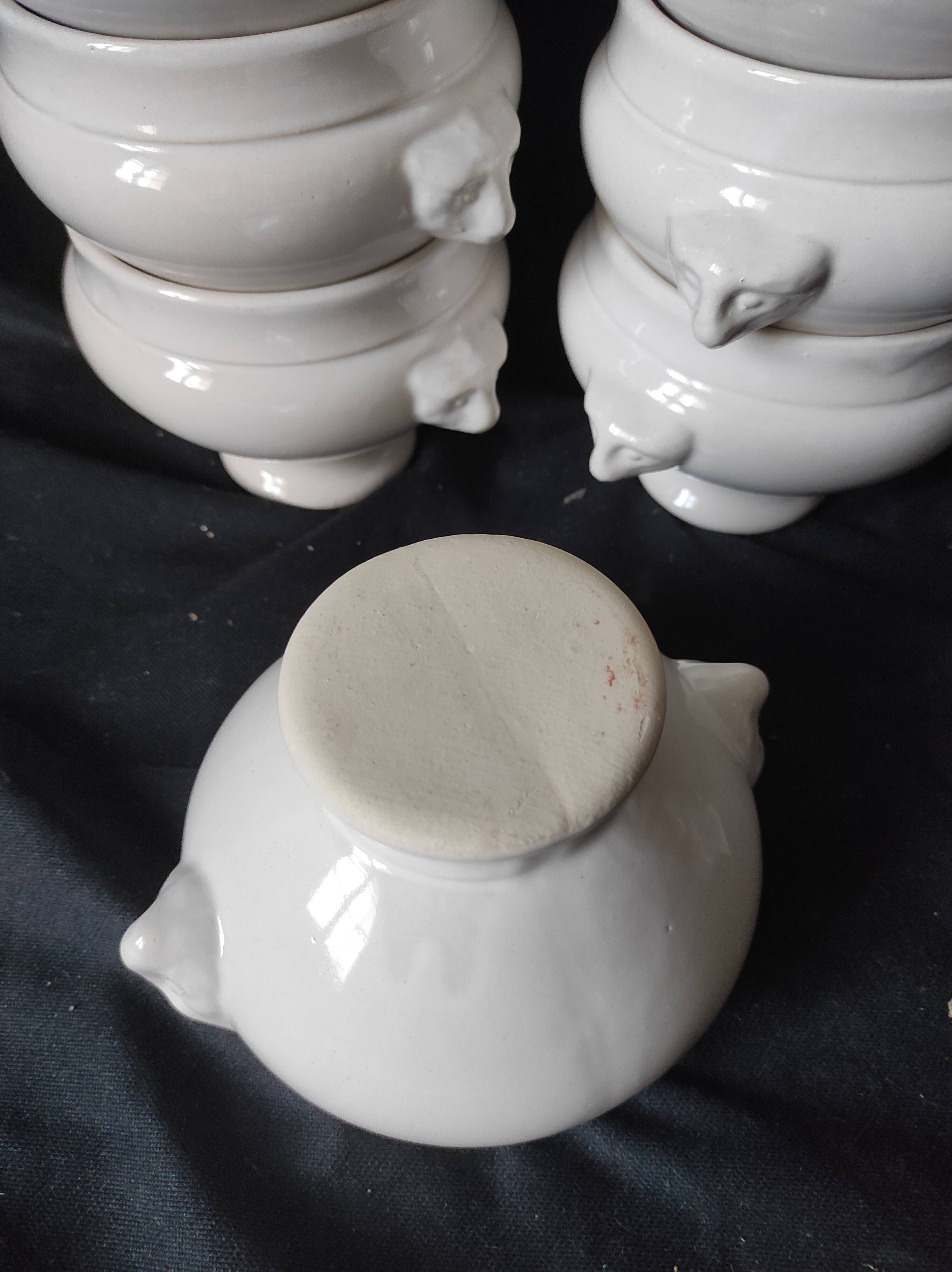 Lot c new! 10 bowls / white faience soup andromorphic grip