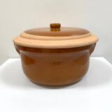 Grand plat à cassoulet en terre cuite vernissée