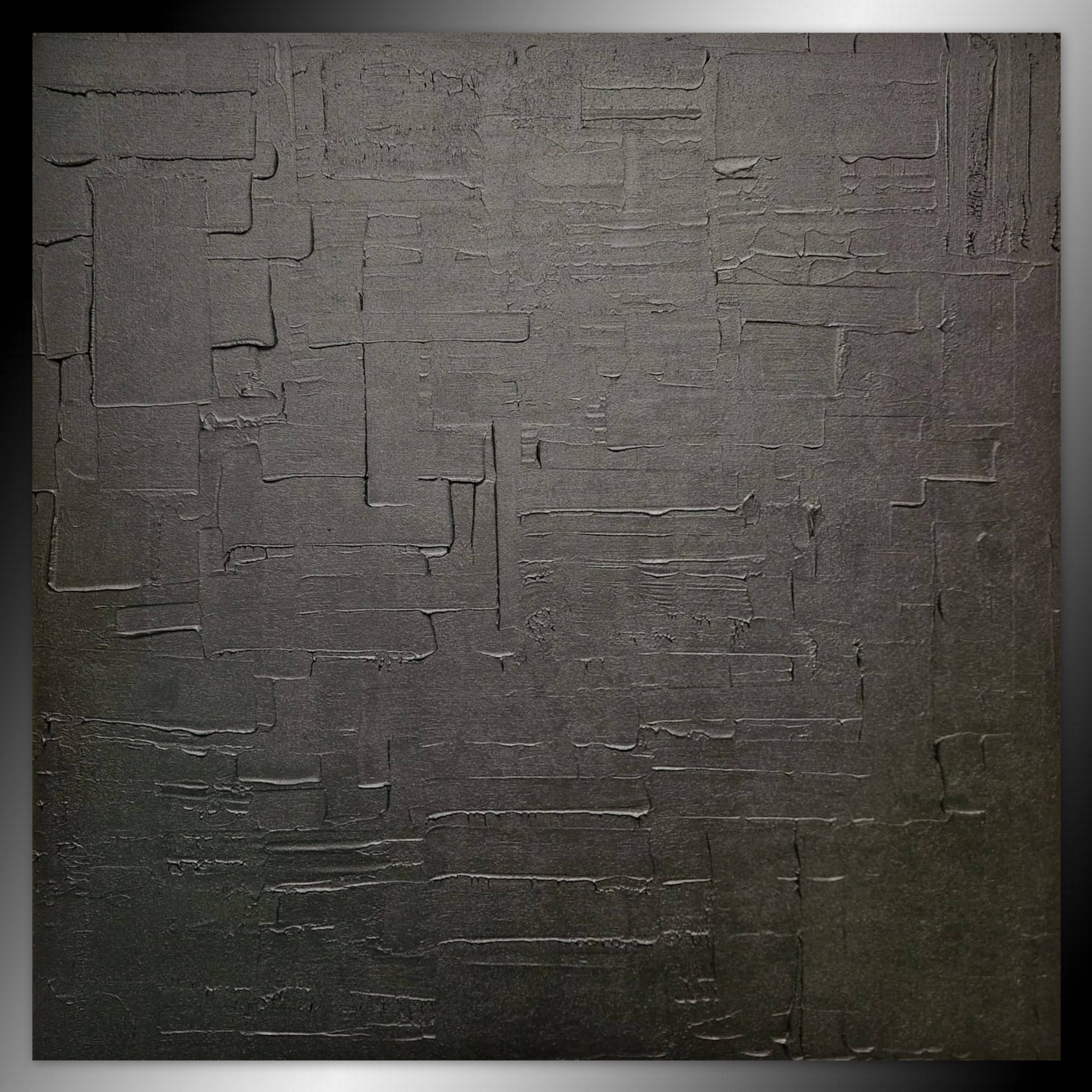 Monochrome black minimalist abstract painting