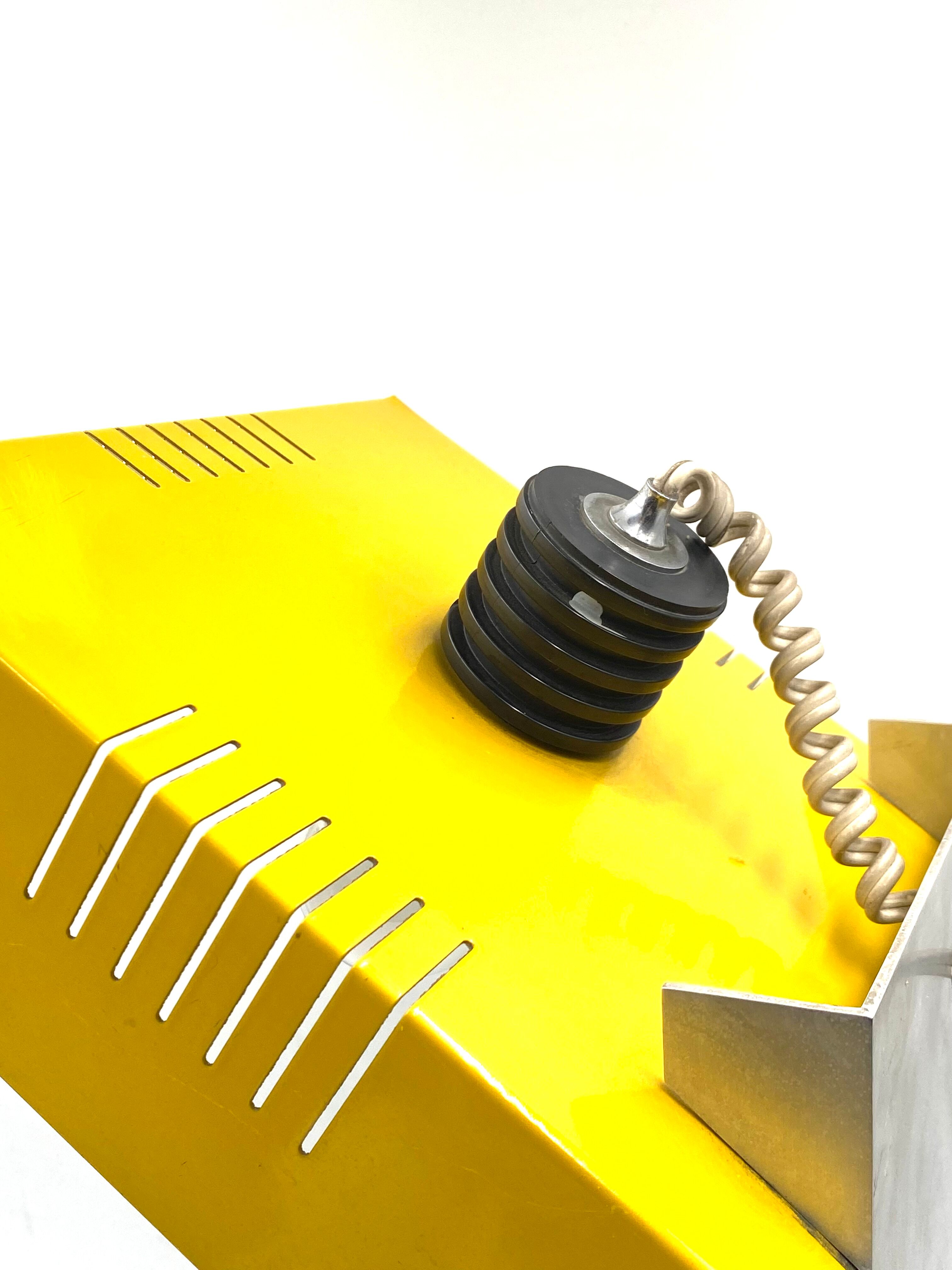 Space age yellow cubic table lamp, Italy 1970s