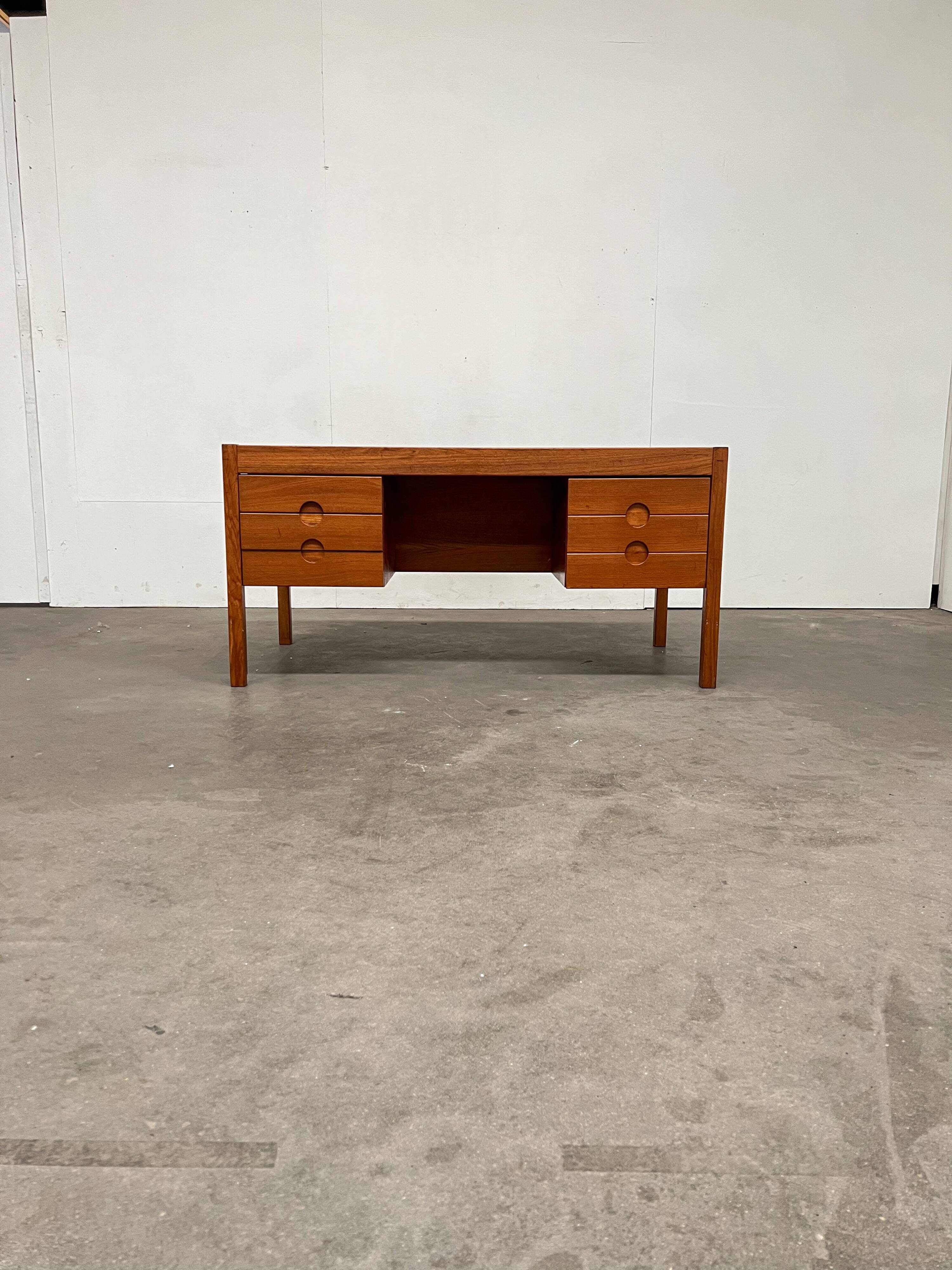Vintage Scandinavian teak desk attributed to Christian Linneberg.