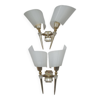 Pair of 50s rockabilly double torch wall sconces