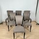 Art Deco Chairs in Black Lacquer & Grey Alcantara, France, 1930s, Set of 6