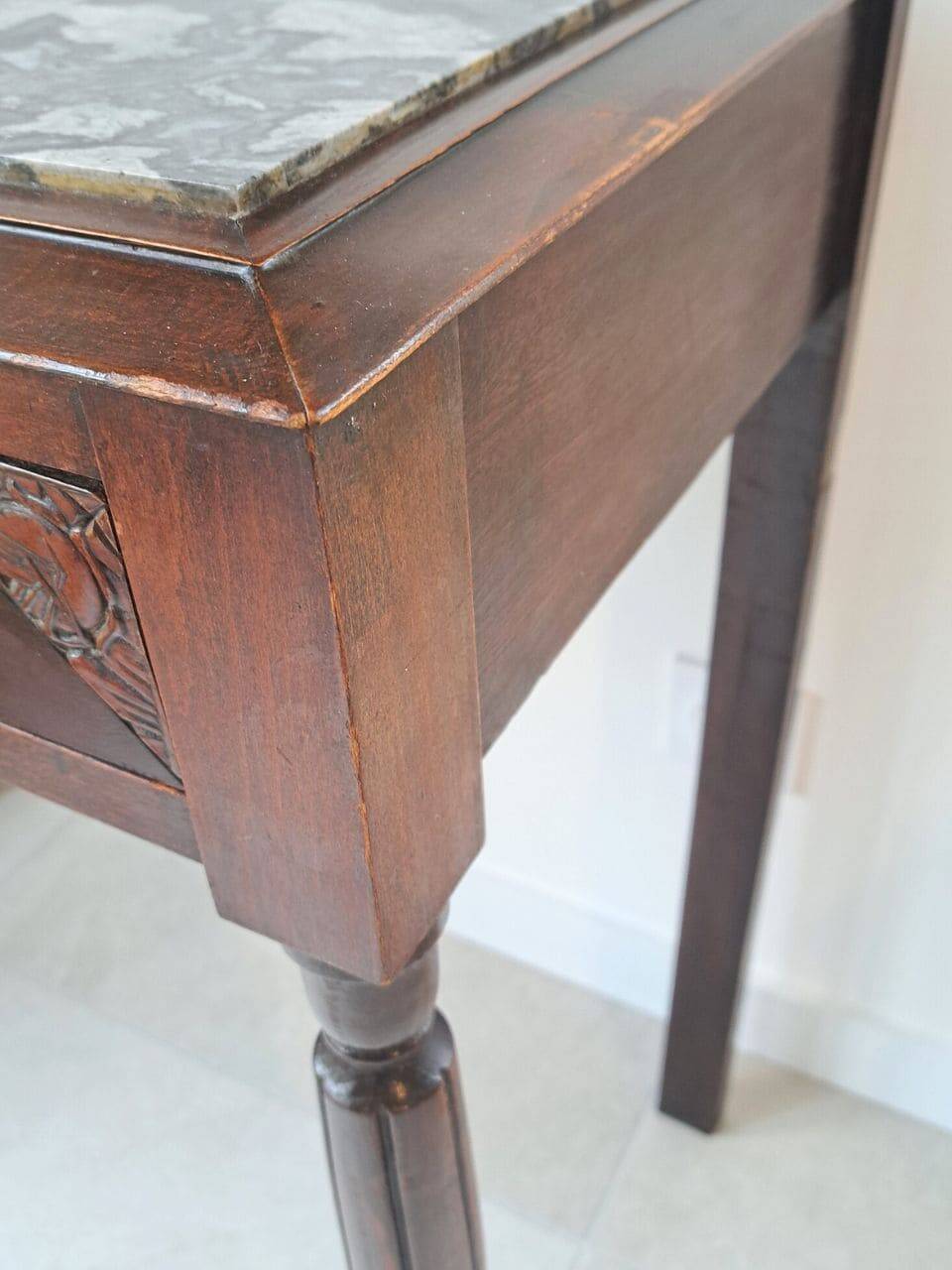 Art Deco Wooden and Marble Console Table