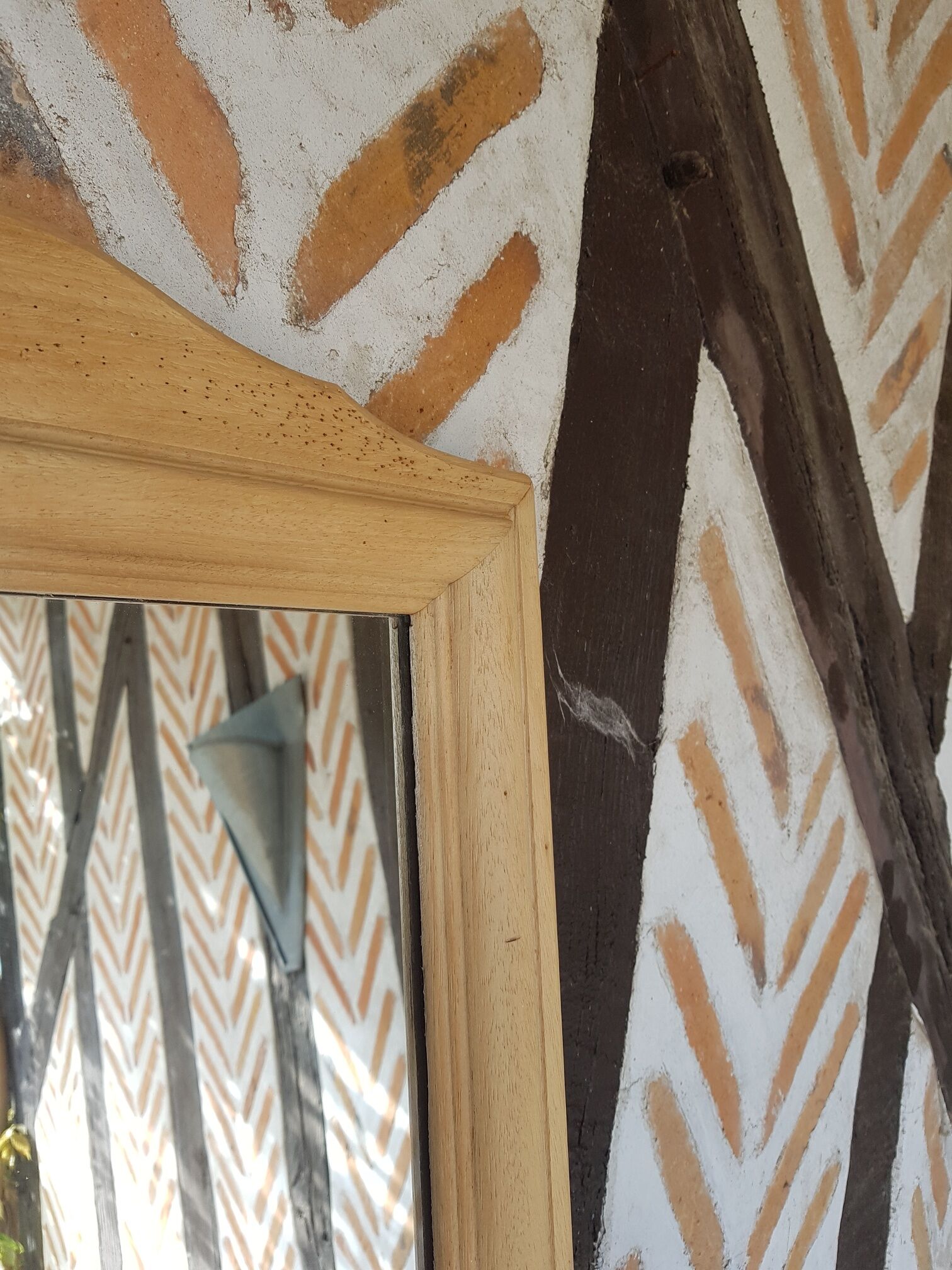 Rectangular mirror solid sandblasted beech 43x76cm