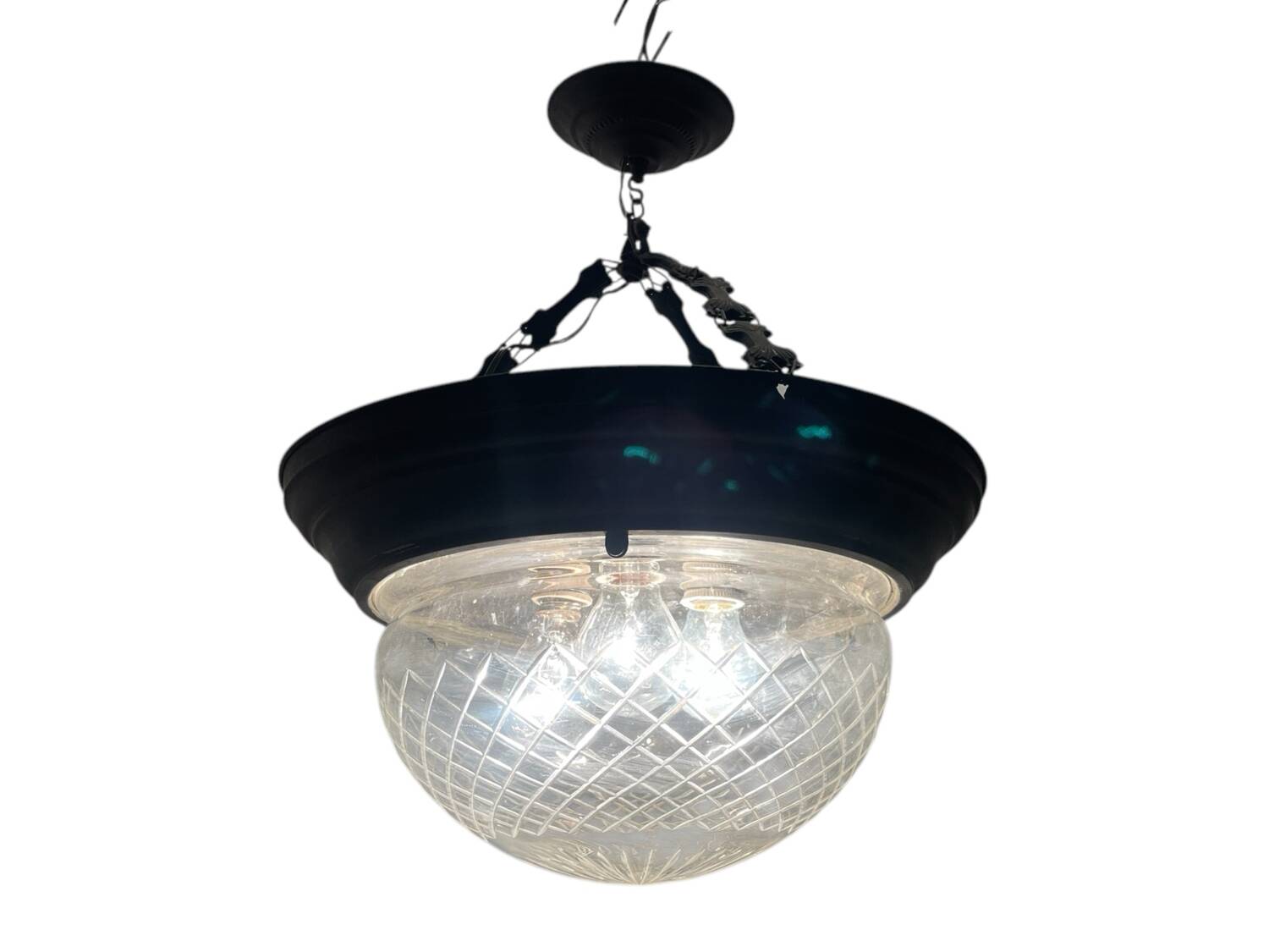 Suspension en cristal et bronze, années 40