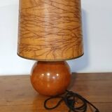 Blonde wooden ball lamp, 1970s