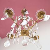 Old French chandelier in gilded brass with tassels