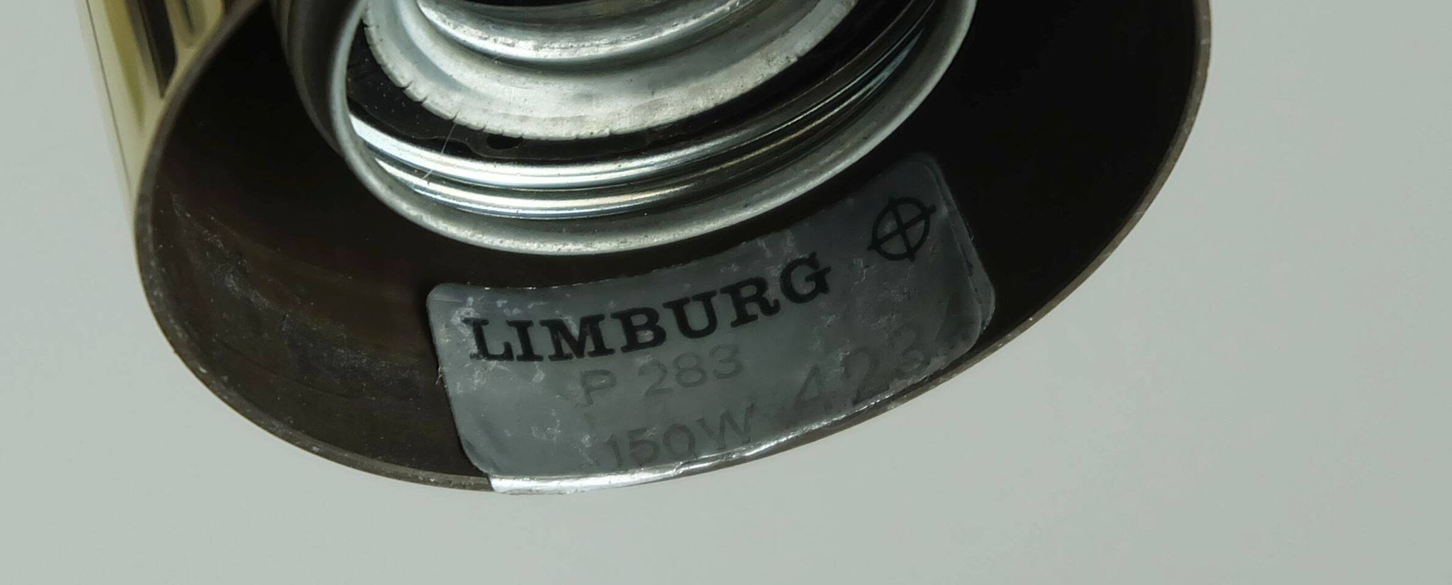 large 1970s glashuette limburg PENDANT LIGHT white opaline bubble glass trumpet-shaped shade P283 42