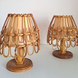 Pair of vintage bamboo lamps