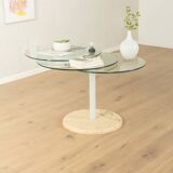 Sculptural side table from the 1980s with swiveling glass plates and a solid marble base