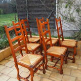 6 mulched chairs, sheep's bone, solid wood