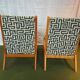 Fauteuils français années 50 bois et tissus