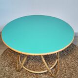 Vintage restyled rattan tripod table