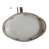 Serving dish in limoges porcelain flower baskets, fruits - early 20th