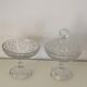 Two dredged cups in transparent glass geometric patterns in old relief