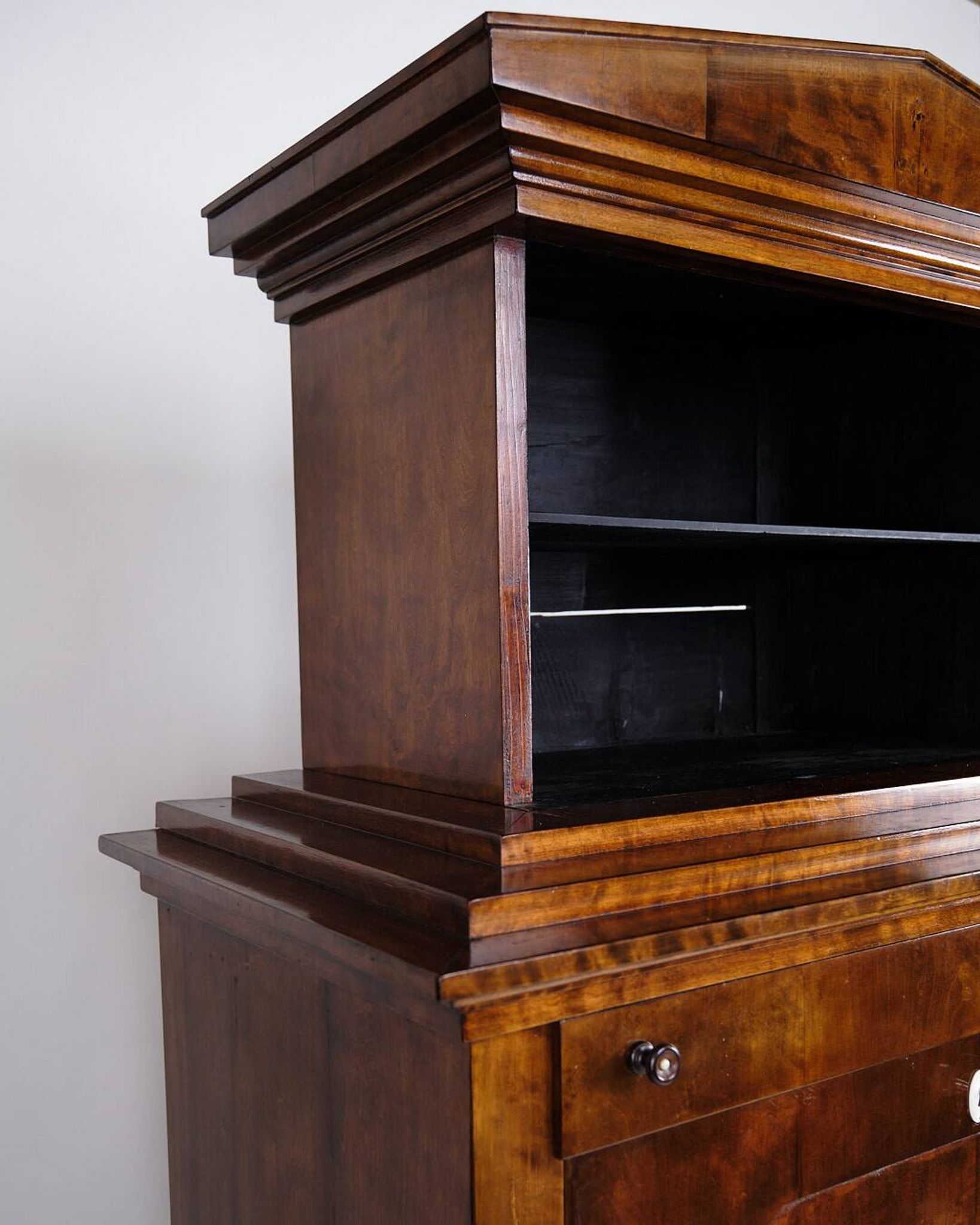 Secretary - Hand polished birch & intarsia - 2 drawers - 1840s