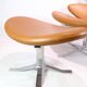 Corona Lounge Chair With Stool Model EJ 5 Made In Walnut Elegance Leather By Poul M. Volther