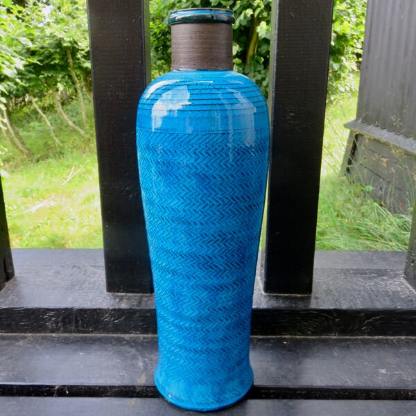 Vase flacon turquoise de Nils Khaler Danemark 1965