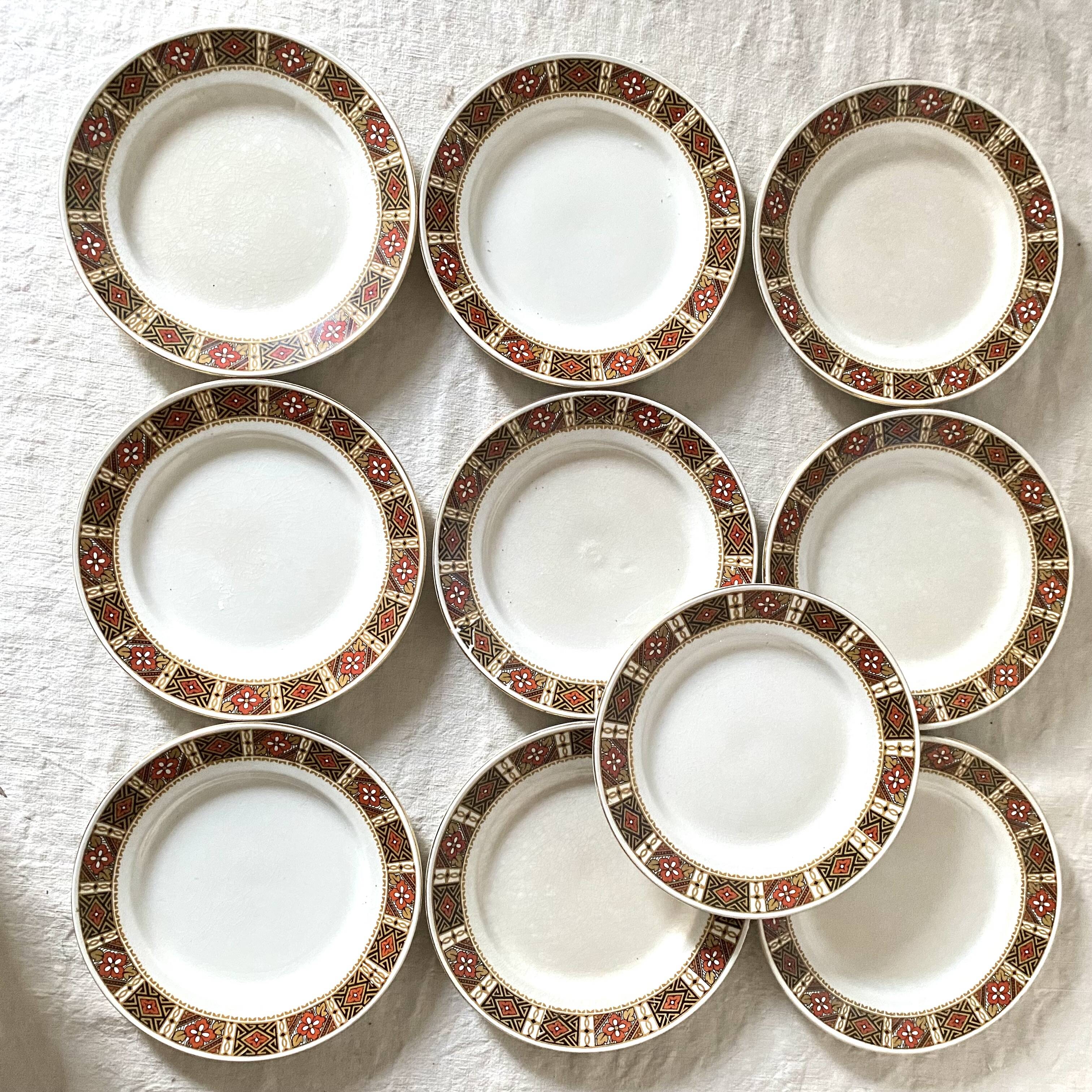 Luneville dessert plates with ethnic decor