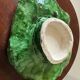 Vintage ceramic leaf-shaped vide poche, signed.