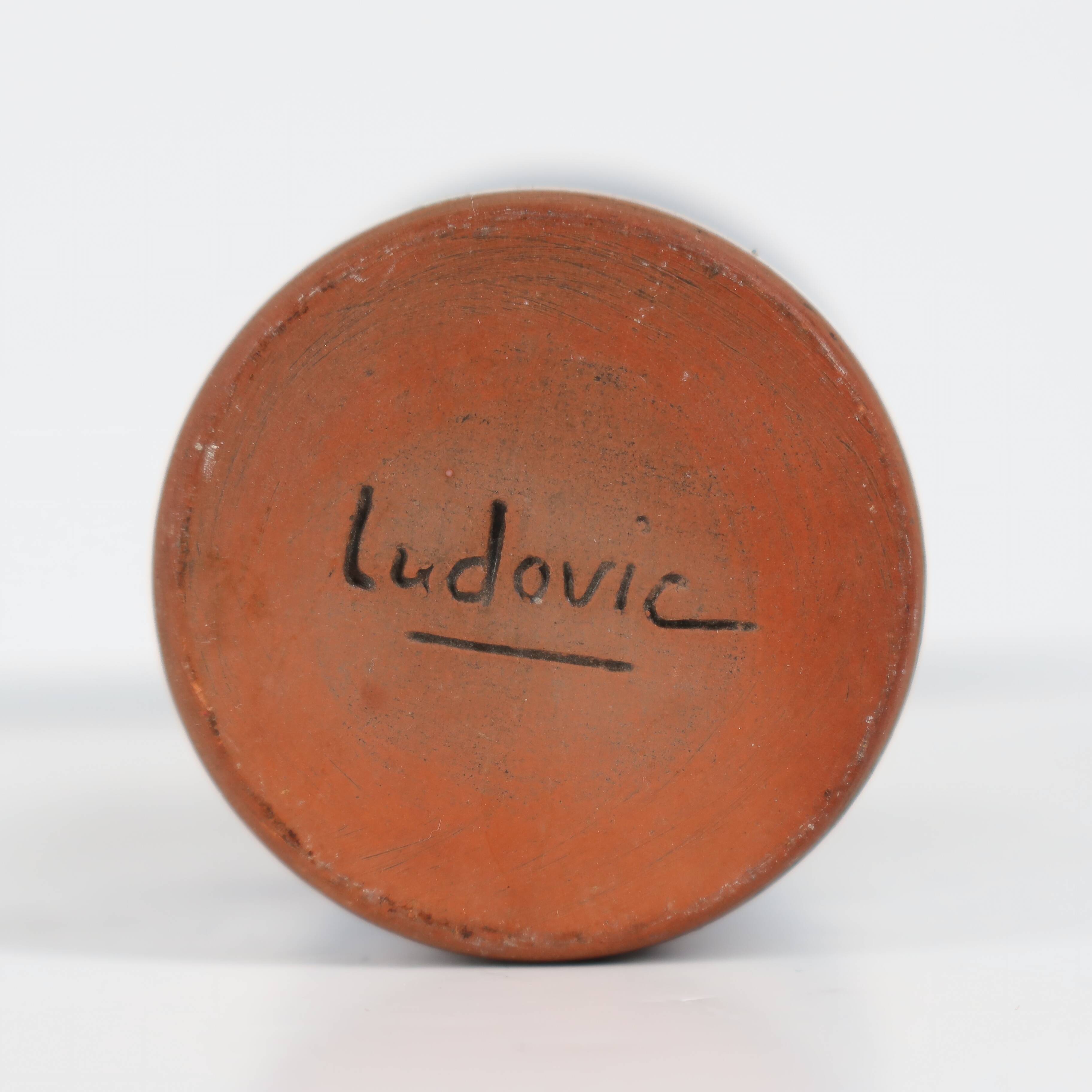 Ludovic handcrafted vase in blue glazed ceramic, 1970