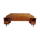 Double teak headof with bedside
