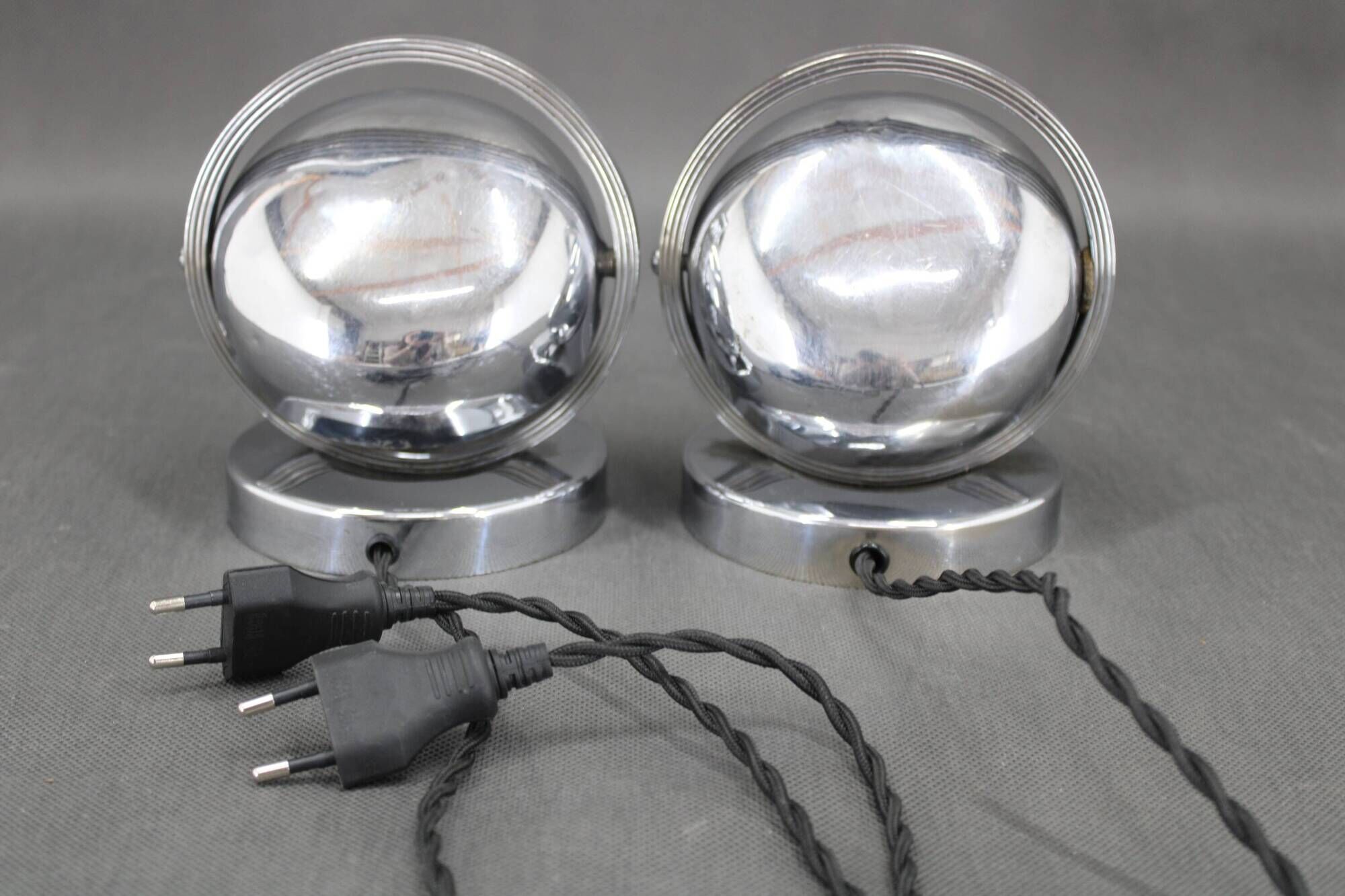 Pair of Bauhaus bedside lamps from the 1930s, Czechoslovakia