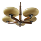 Art Deco Chandelier with 5 Arms and Round Shades from the 1930s