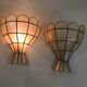 Pair of vintage mother-of-pearl and brass wall sconces – Floral shape