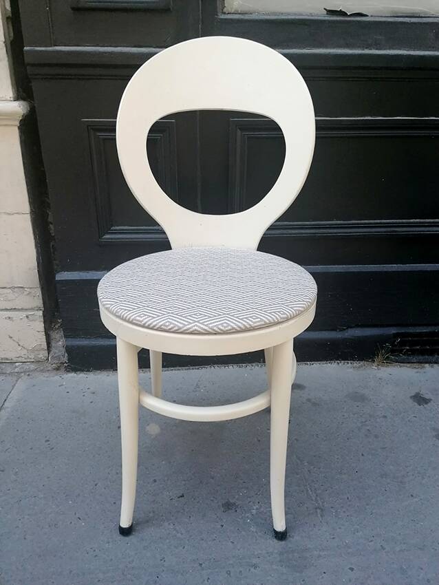 set of 4 Bauman chairs, Mouette model, white wood, 1960