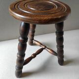 Tripod stool / rustic vintage turned wooden plant door