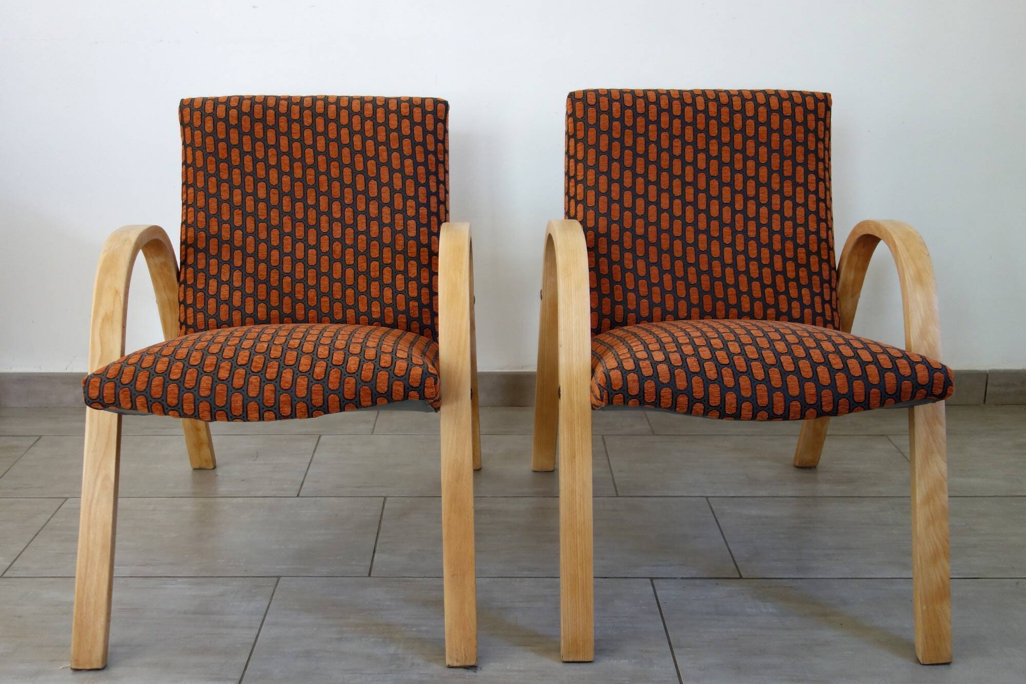 Pair of Bow Wood armchairs by Steiner, 1950s