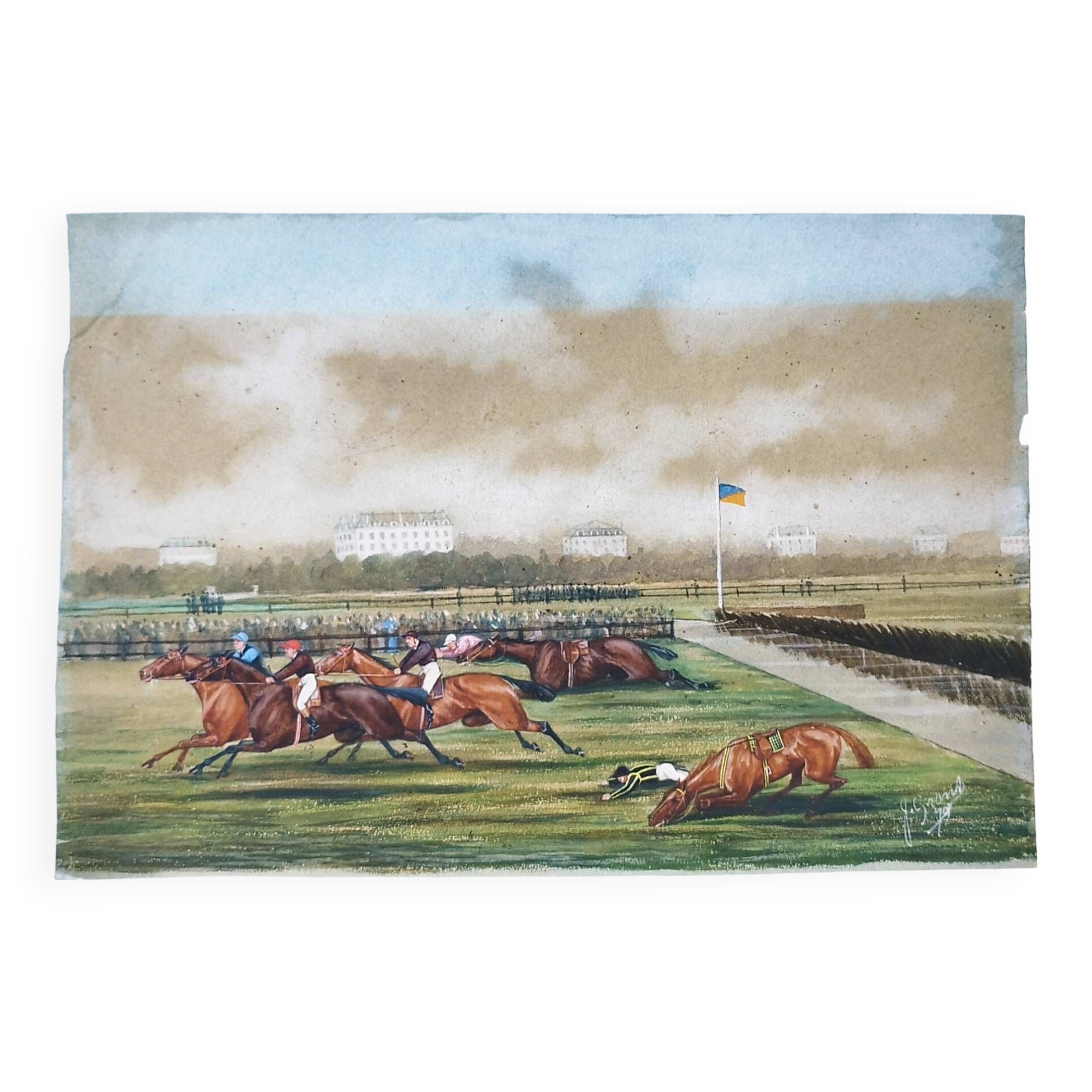 Horse racing gouache painting John Grant