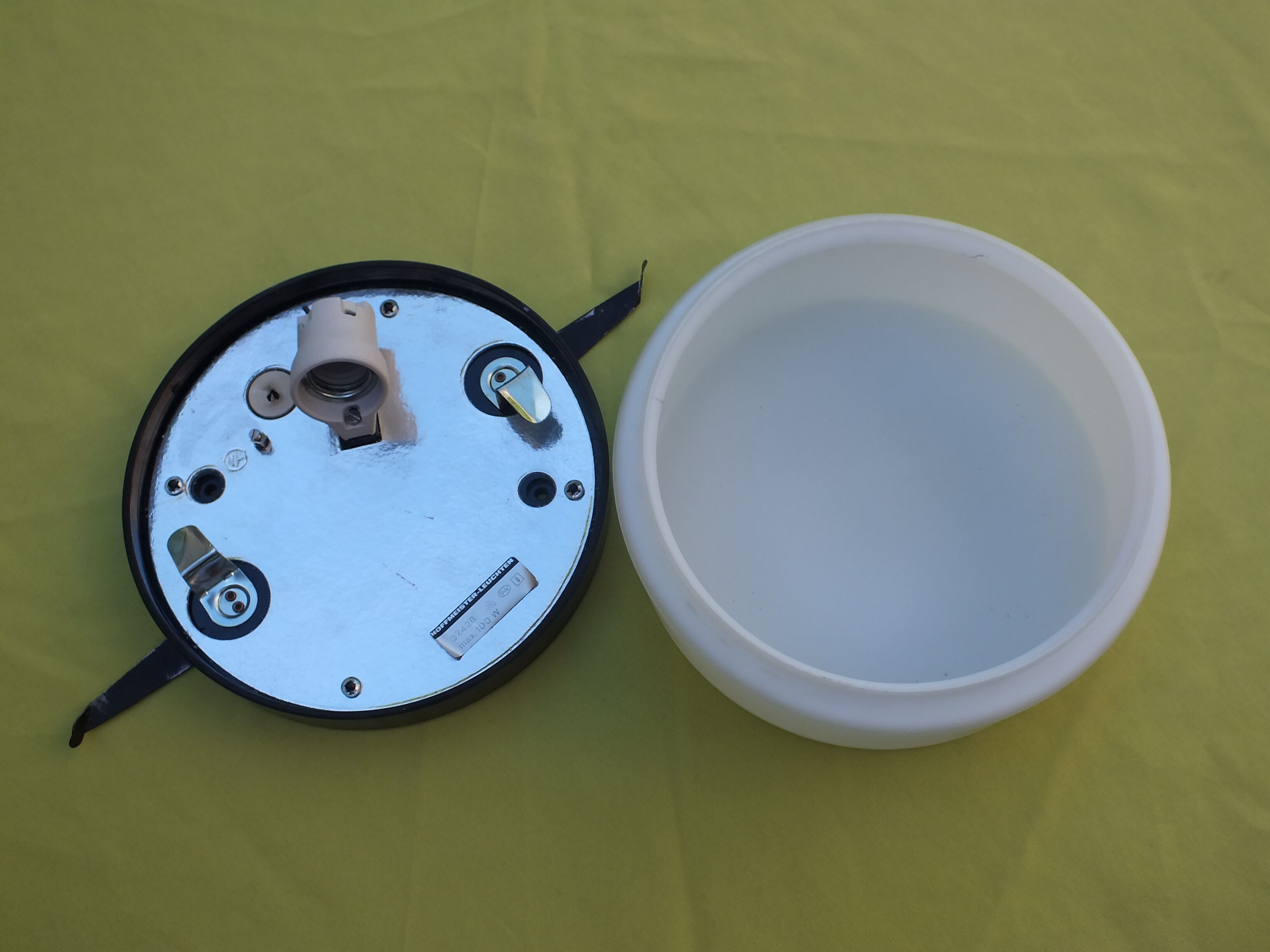 Ceiling lamp or wall lamp porthole Hoffmeister Leuchten bakelite and glass