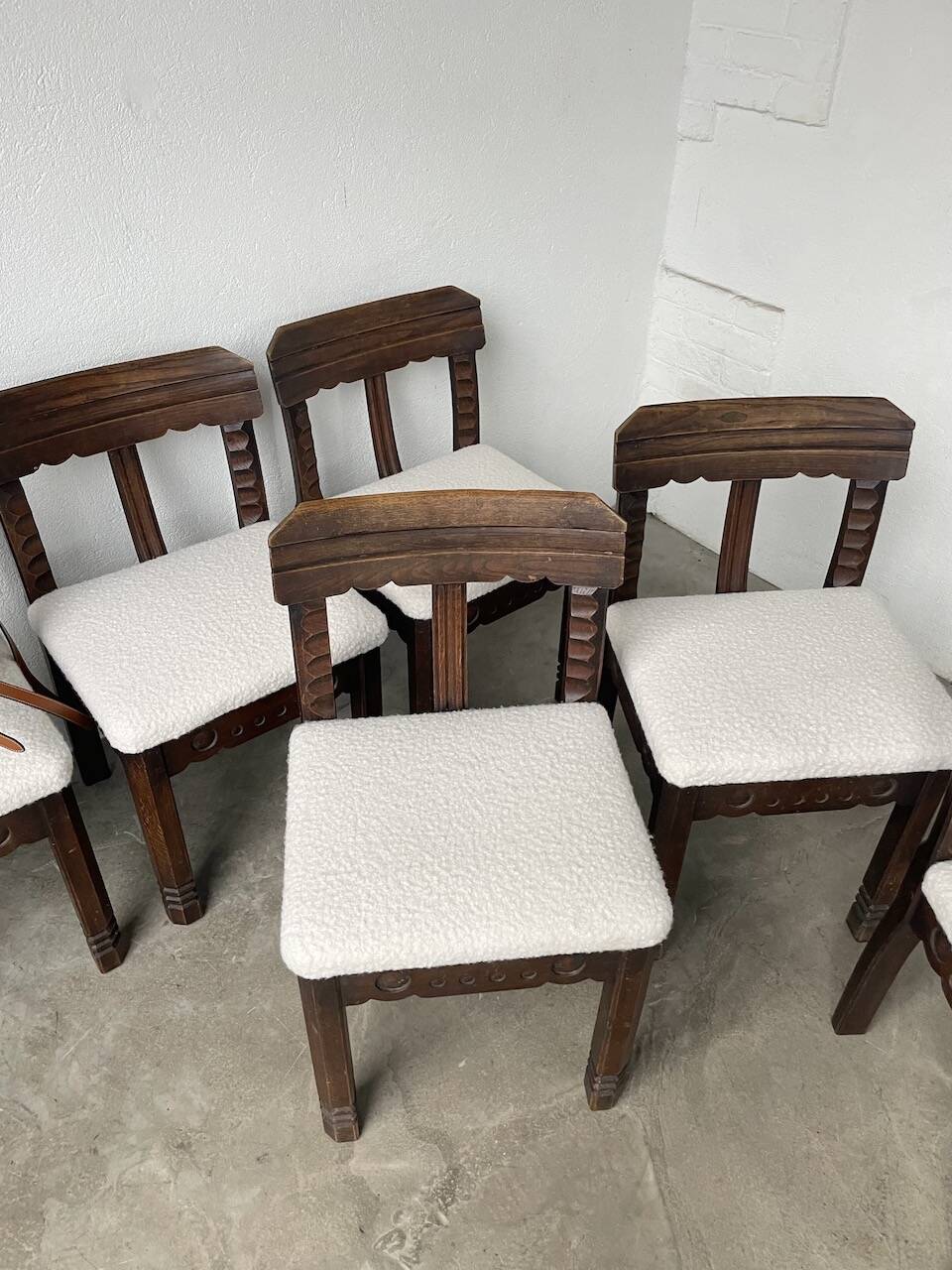 Set of 6 brutalist chairs from the 1940s