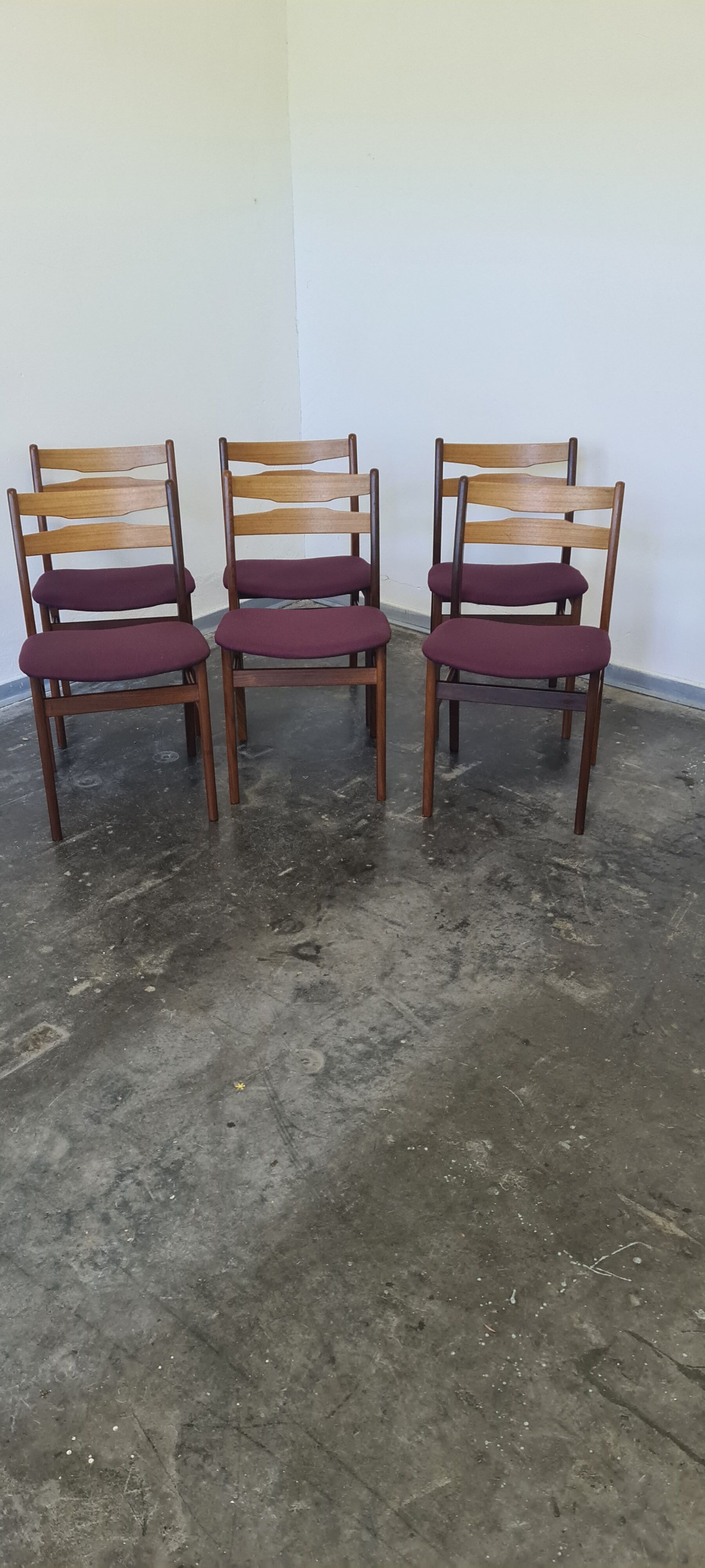 Set of six vintage teak dining chairs