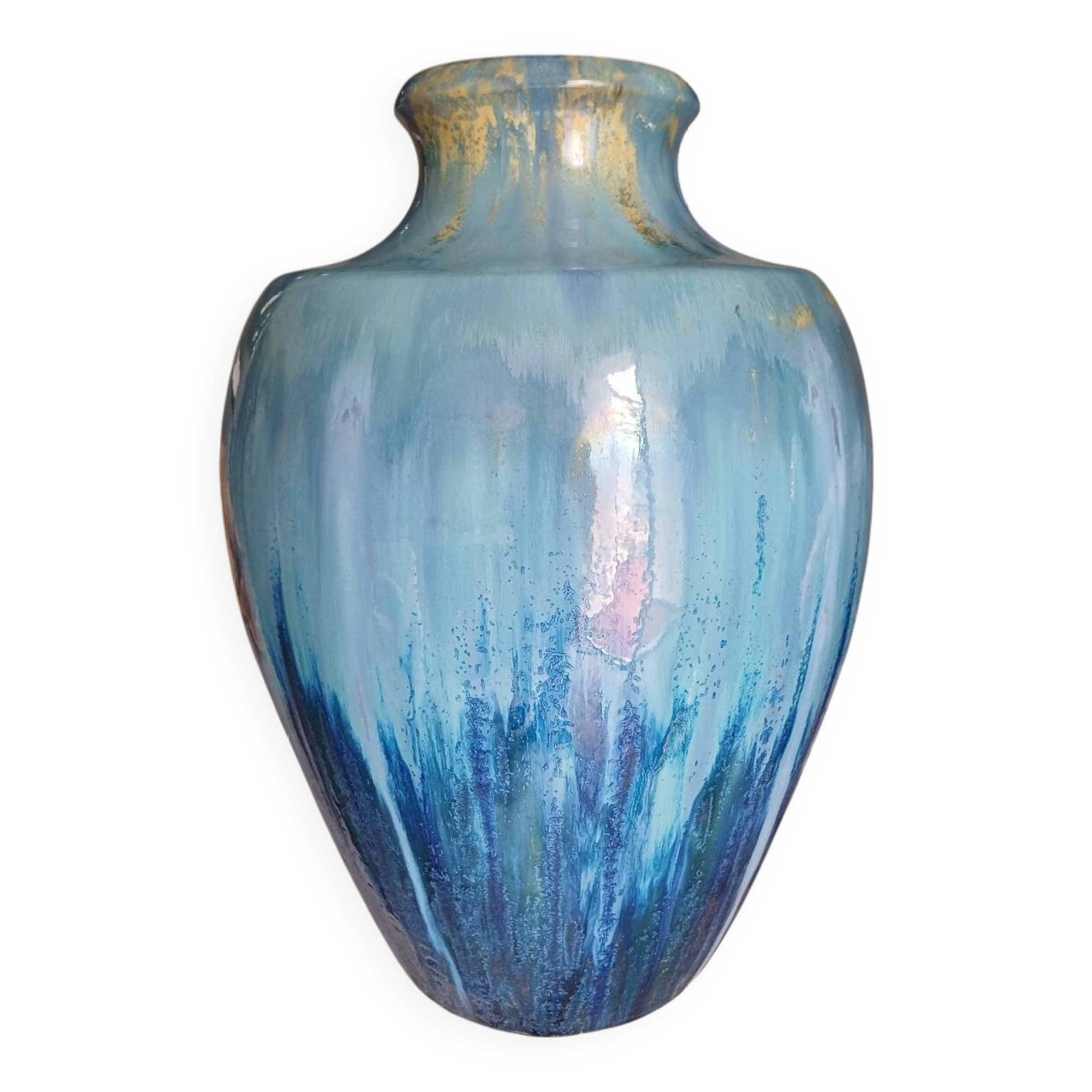 Blue flamed stoneware vase, Pierrefonds, 1915-1925